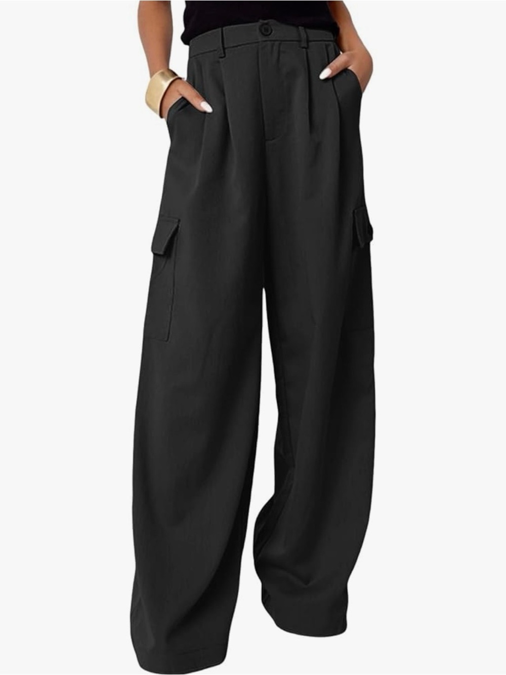 Black Wide Leg Cargo Pants
